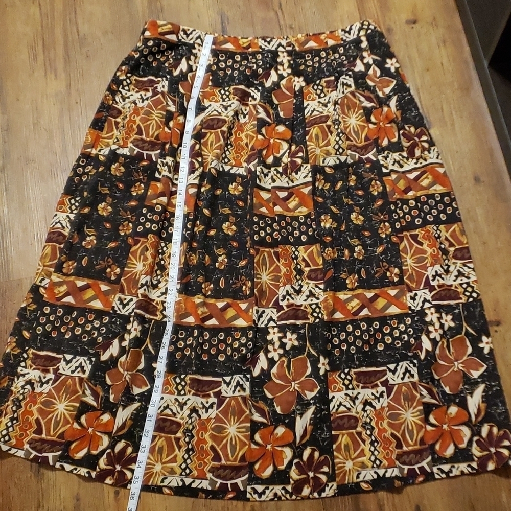 Orvis fall autumn colors floral midi skirt euc